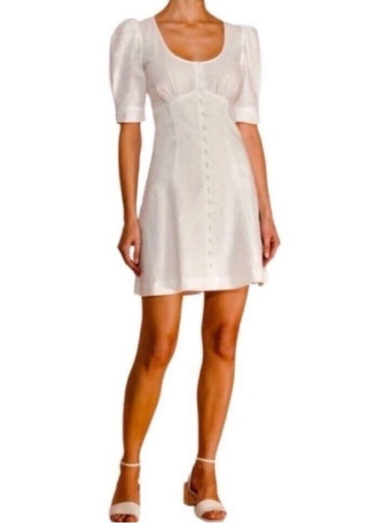 Parker Dresses & Skirts - Parker Off White Linen Puff Sleeve Mini Dress Size 8 NWT Ivory